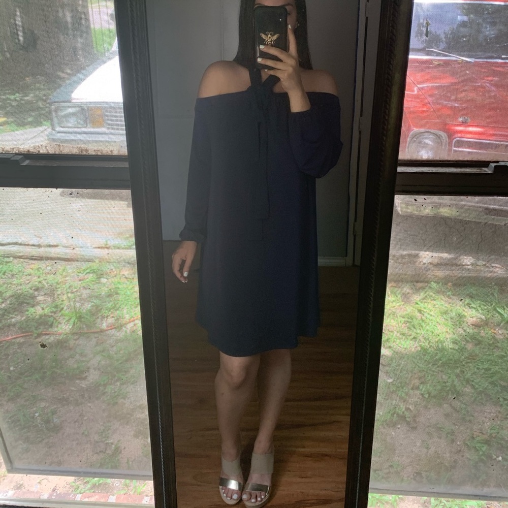 Michael Kors Navy Off Shoulder Dress